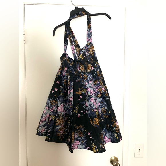 Free People Let The Sunshine In Print Mini Dress Floral Black Medium - Picture 7 of 15